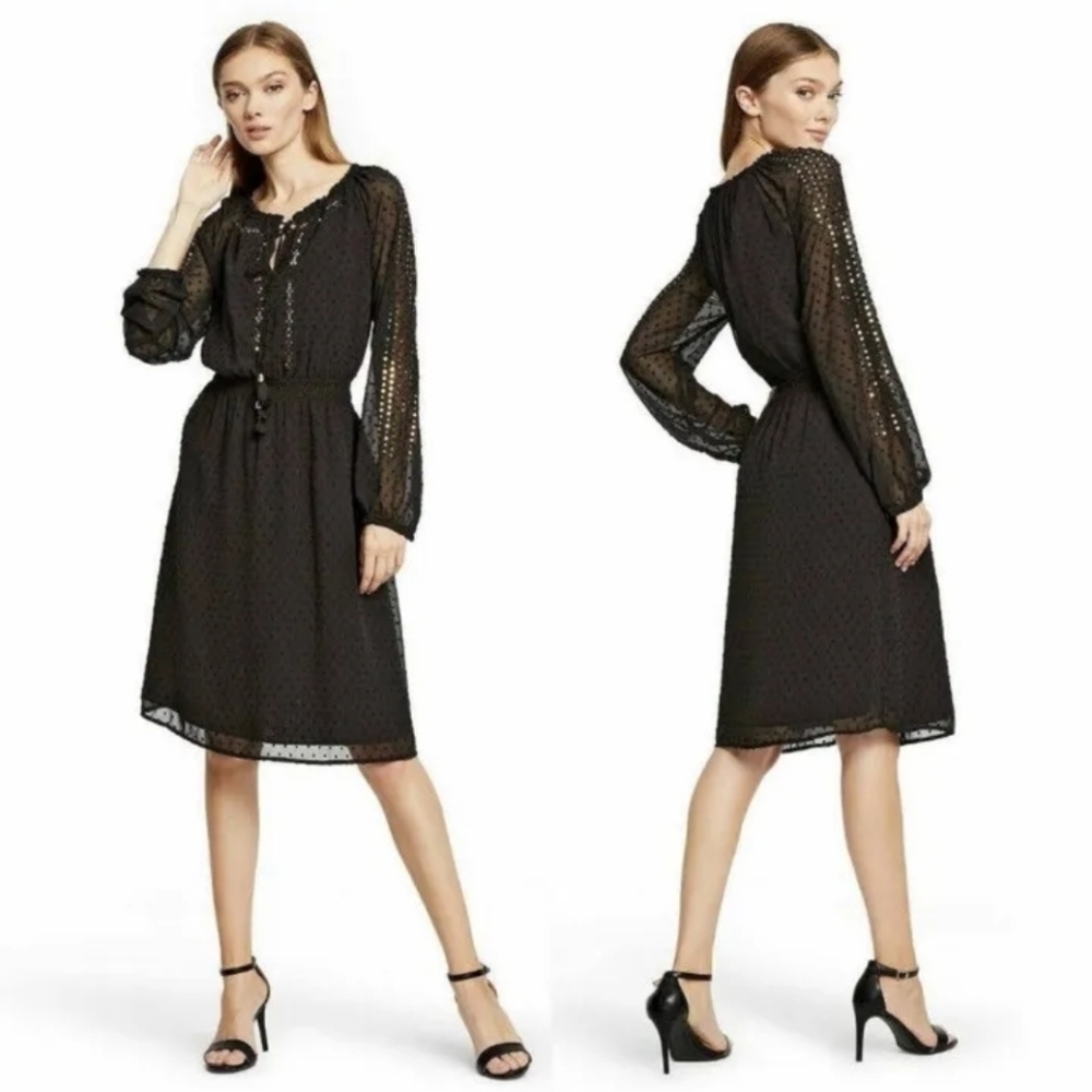 Altuzarra x Target Black Gold Sequin Swiss Dot Dress 2 Boho Bohemian Party